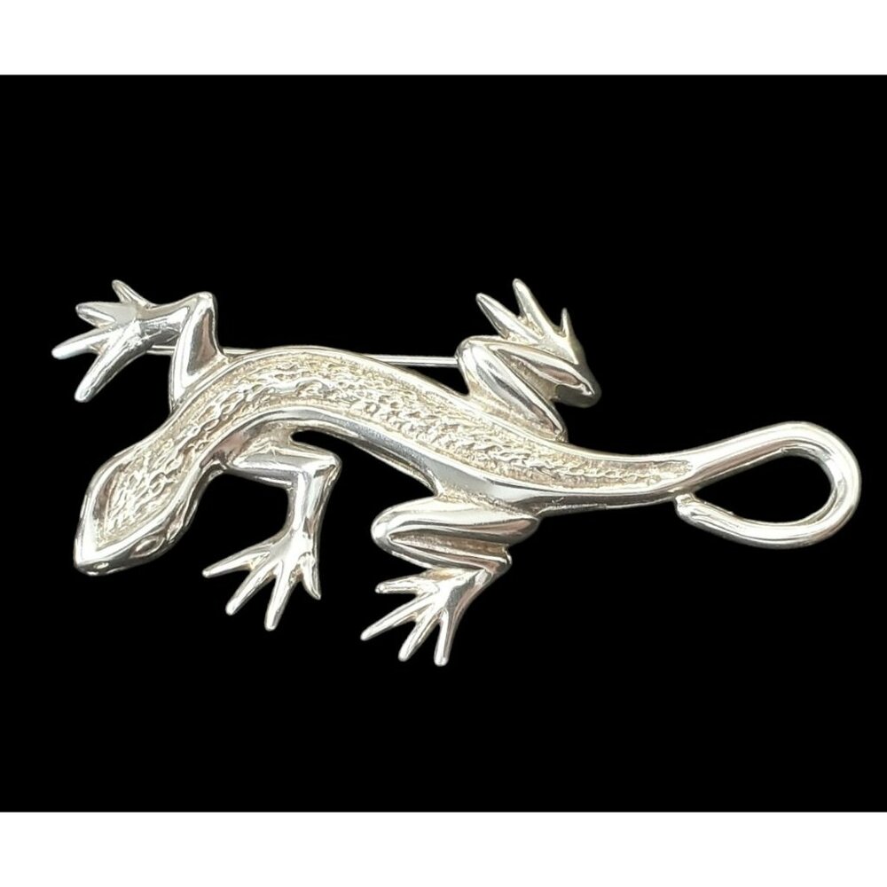Sterling Silver Lizard Brooch Pin Textured D'Molino Mexico 925 17g TM-90 Iguana